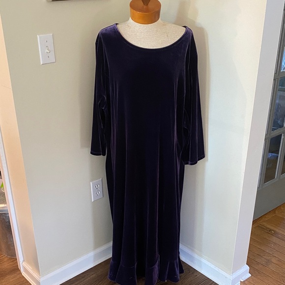 Talbots Dresses & Skirts - Vintage NWT Talbots Dress Large Purple Velvet Maxi Holiday Christmas Party Event